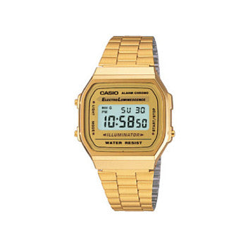 Casio A168WG-9WDF Vintage Unisex-Digitaluhr mit Edelstahlband, gold