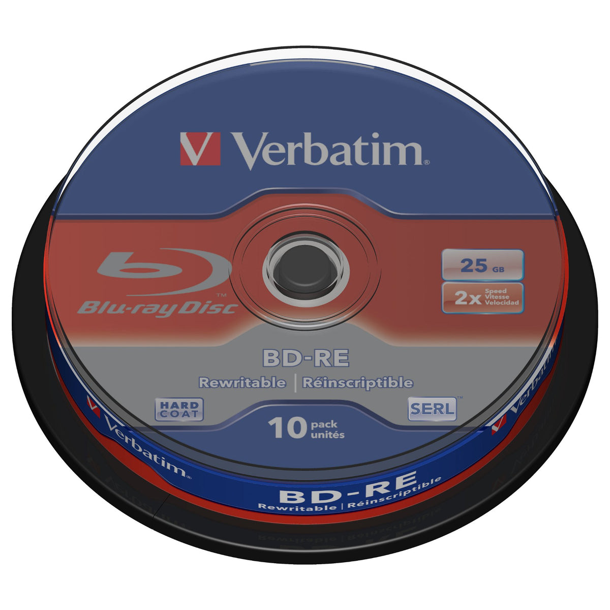 1x10 Verbatim BD-RE Blu-Ray 25GB 2x Speed, Cakebox