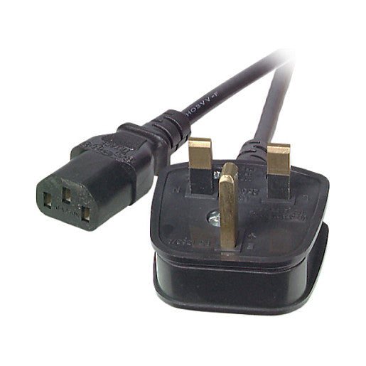 KAB EFB Netzleitung UK BS1363A-C13 180°,schwarz,5m,3x1.00mm