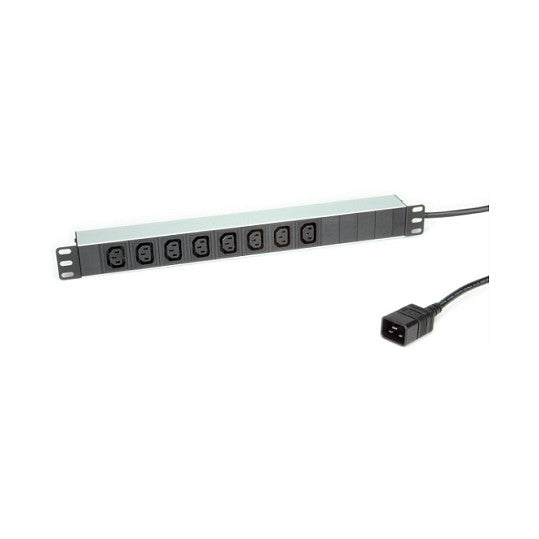 ROLINE 19-Zoll-Steckdosenleiste 8fach C13 + C20-Stecker, Aluminium, 2 m