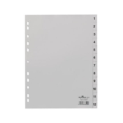 Zahlenregister A4 1-12 PP volldeck. grau