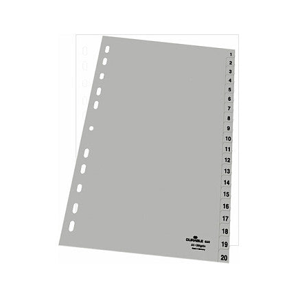 Zahlenregister A4 1-20 PP volldeckend grau