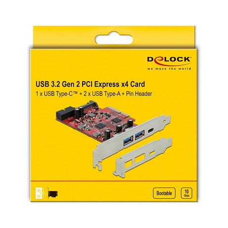 PCI Express x4 Karte zu 1 x extern USB Type-C™ Buchse + 2 x extern USB Typ-A Buchse SuperSpeed USB 10 Gbps + 1 x intern USB 5 Gbps Pfostensteck