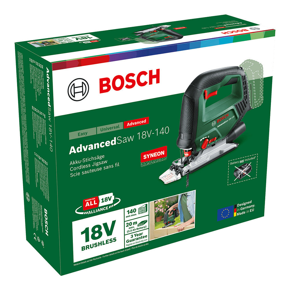 Powertools Akku-Stichsge AdvancedSaw 18V-140, 18Volt (grn, Li-Ionen Akku 2,0Ah, Koffer, POWER FOR ALL ALLIANCE)