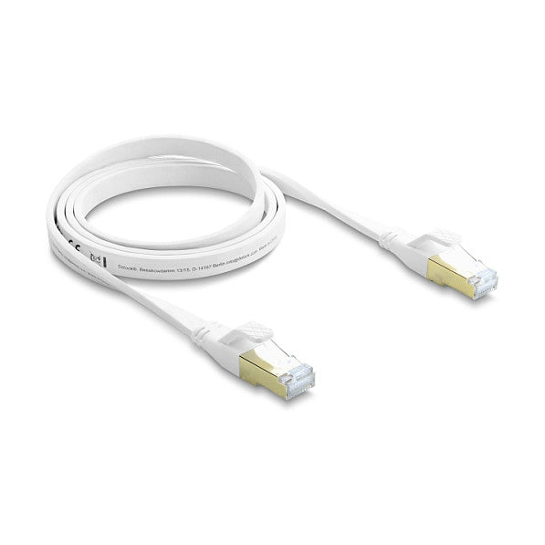 RJ45 Flachband Patchkabel Cat.8.1 U/FTP bis 40 Gbps 1 m weiß