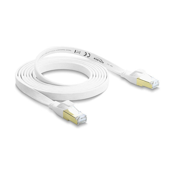 RJ45 Flachband Patchkabel Cat.8.1 U/FTP bis 40 Gbps 2 m weiß