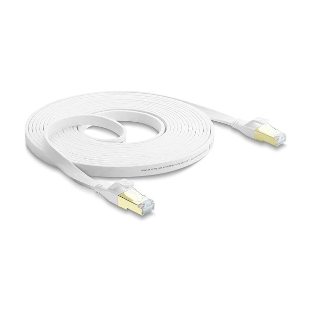 RJ45 Flachband Patchkabel Cat.8.1 U/FTP bis 40 Gbps 5 m weiß