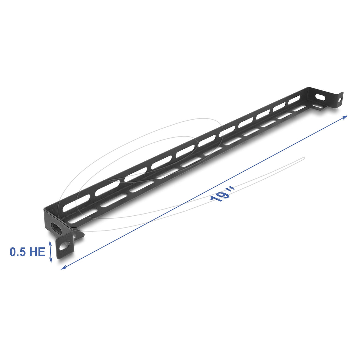 19" 0,5 HE Panel L-Form 50 mm mit Kabelbinderbefestigung schwarz