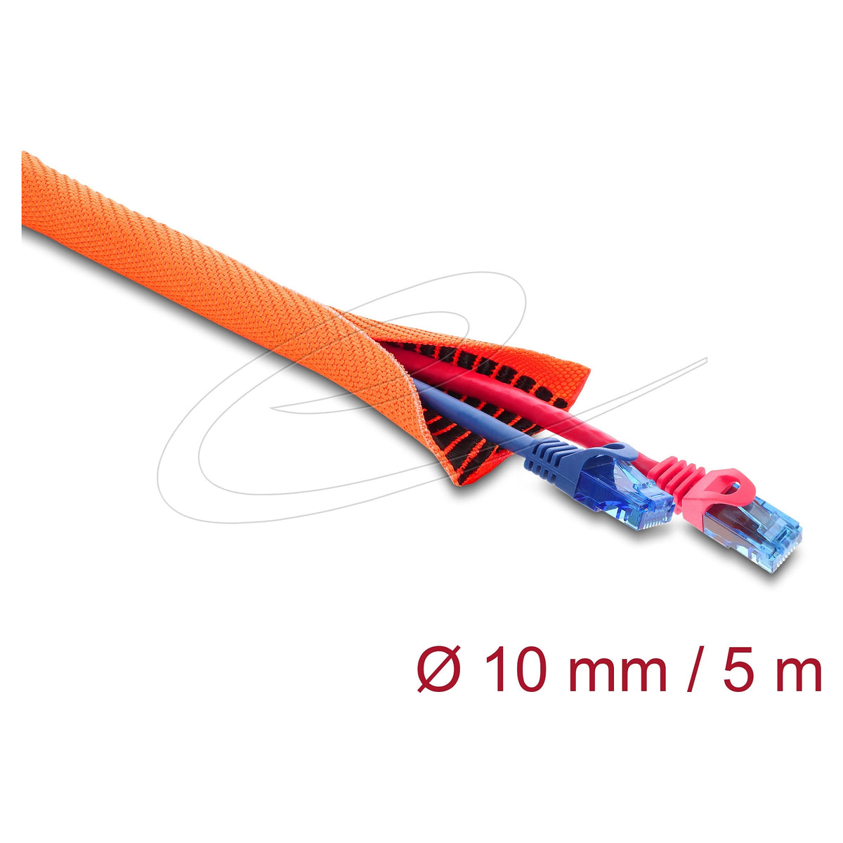 Kabelschutzschlauch mit schwarzer Verschleißanzeige selbstschließend doppellagig 5 m x 10 mm orange