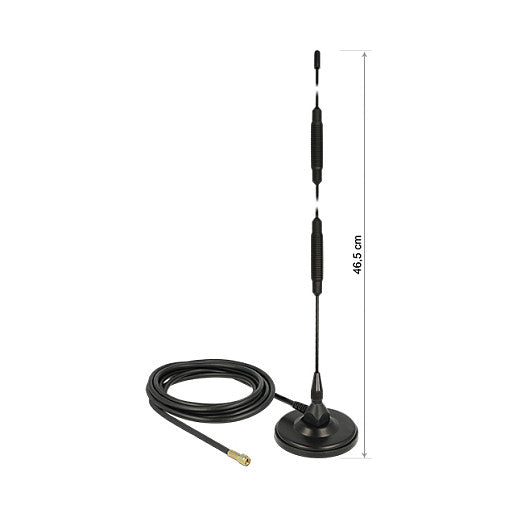 LTE Antenne SMA Stecker 7 dBi starr omnidirektional mit magnetischem Standfuß und Anschlusskabel RG-58 3 m outdoor schwarz