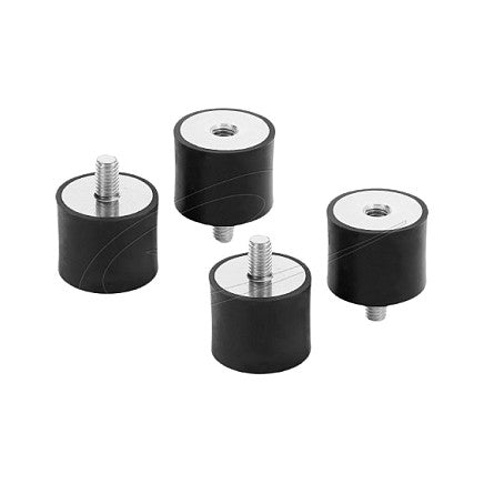 Vibrationsdämpfer M6 x 1 mm D 25 x H 20 mm mit Innen und Außengewinde 4 Stück schwarz