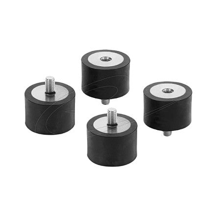 Vibrationsdämpfer M6 x 1 mm D 30 x H 20 mm mit Innen und Außengewinde 4 Stück schwarz