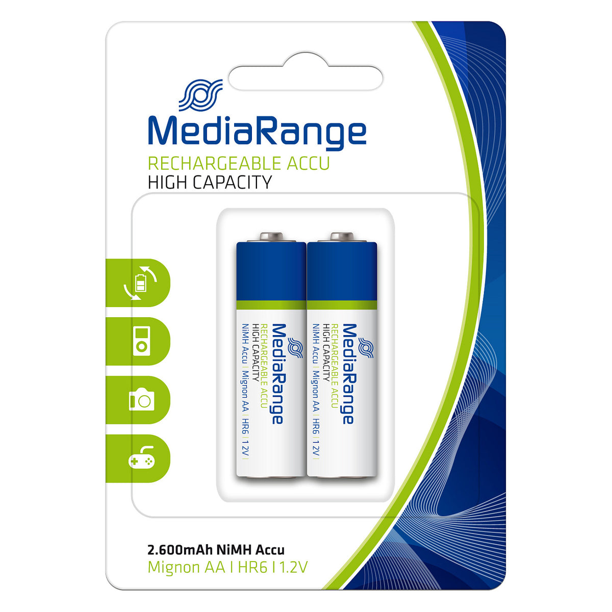 MediaRange Batterie Rechargeable Accu Micro AA HR06 1,2V 2s