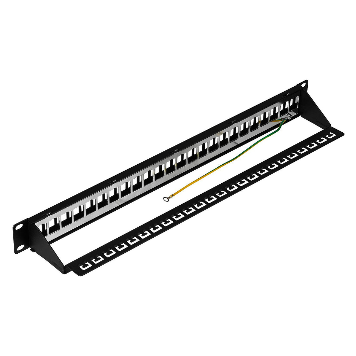 Verteilerfeld 19" 1HE, 24-Port, Metall, schwarz RAL9005