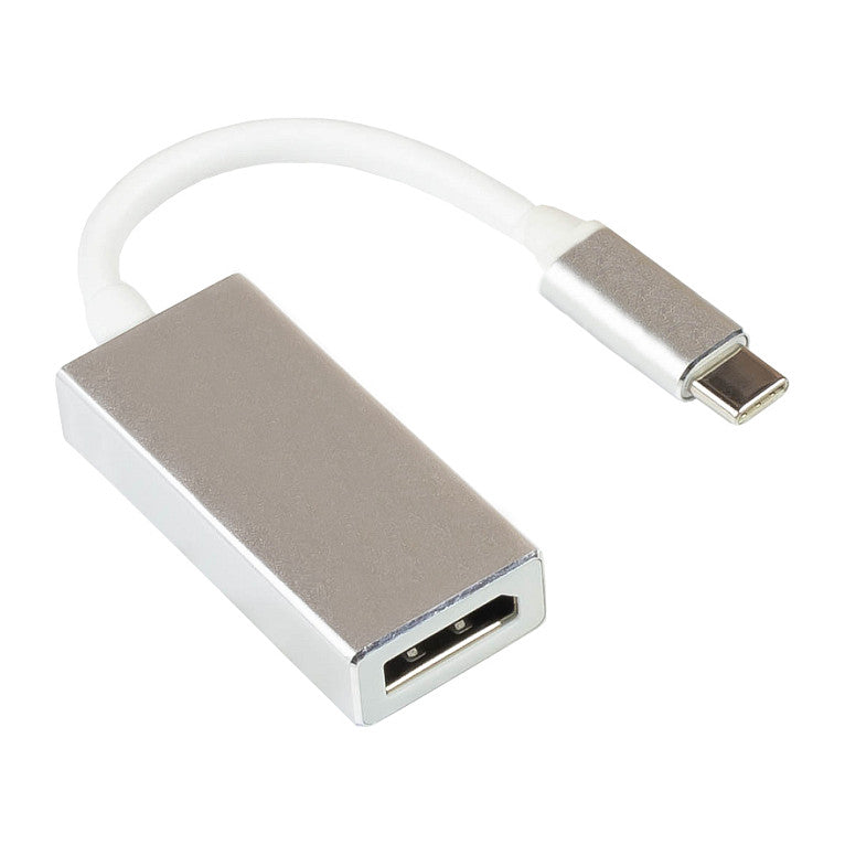 Adapter USB-C™ Stecker an DisplayPort 1.2 Buchse, 4K / UHD @60Hz, Aluminium-Gehäuse, silber, ca. 15cm, Good Connections®