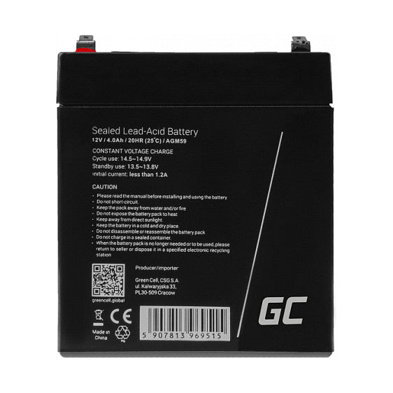 Greencell AGM Battery Lead Acid VRLA 12V 4Ah