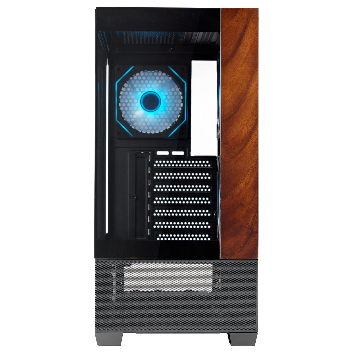 Midi Cooler Master Elite 690 Wood (schwarz/holz, Tempered Glass x 2)