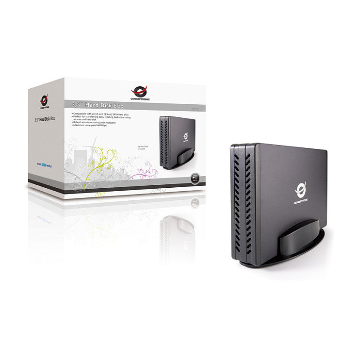 3,5" CONCEPTRONIC HDD Gehäuse 3.5"SATA HDD/SSD USB-A2.0 480Mbs sw
