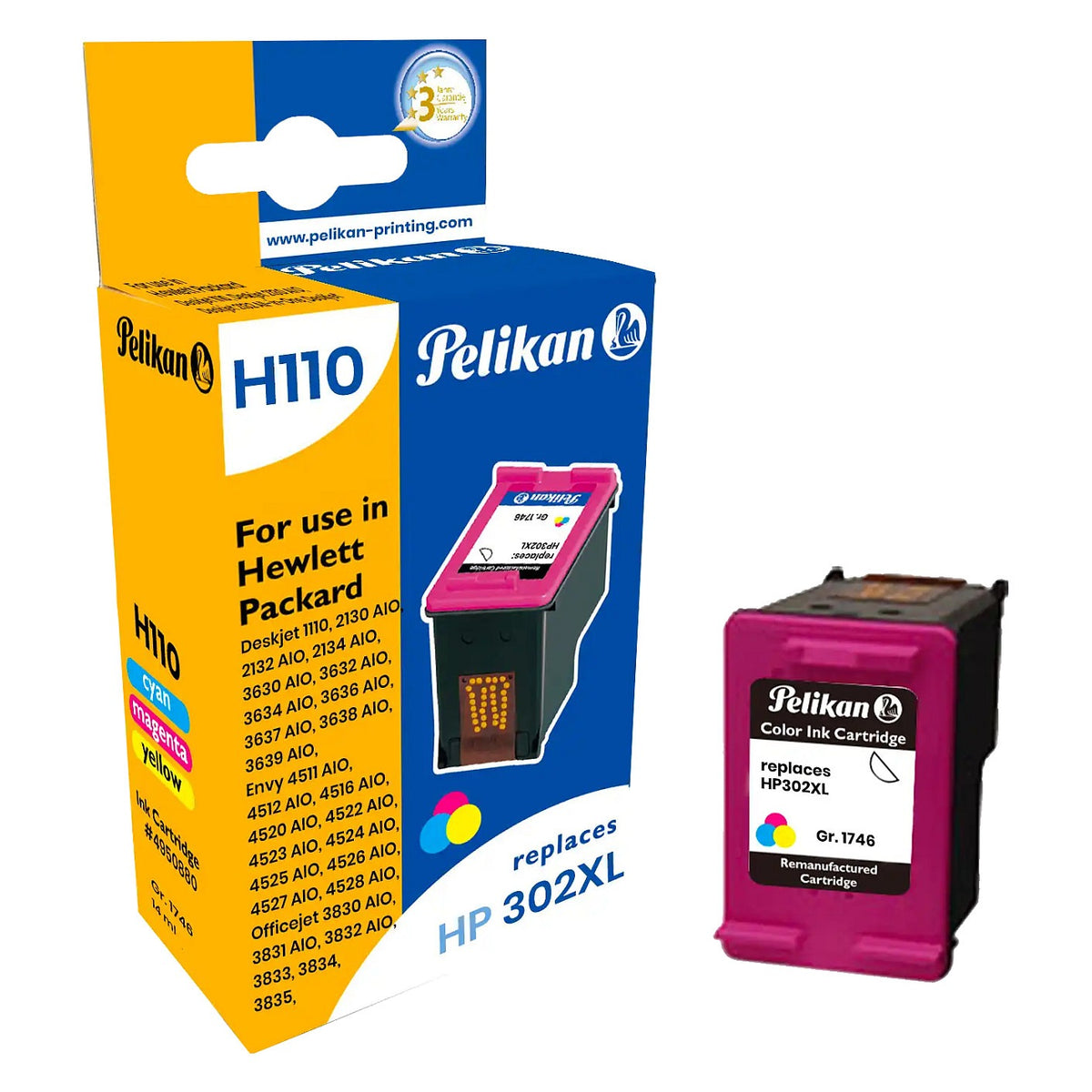 Pelikan Tinte HP 302XL (F6U67AE) B/C/M/Y