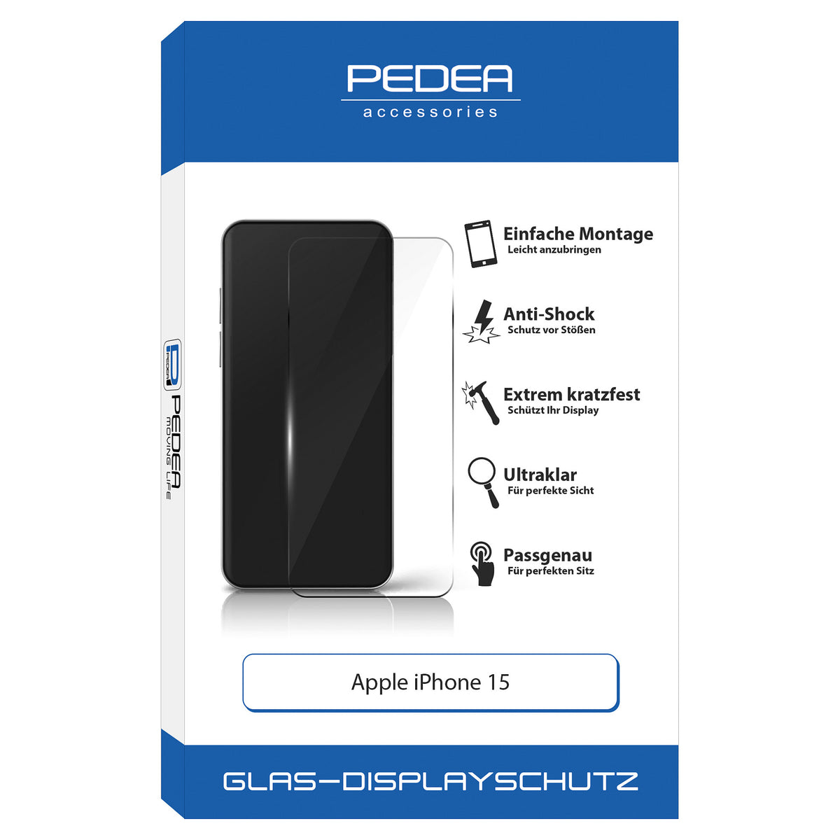 PEDEA Display-Schutzglas fr Apple iPhone 15