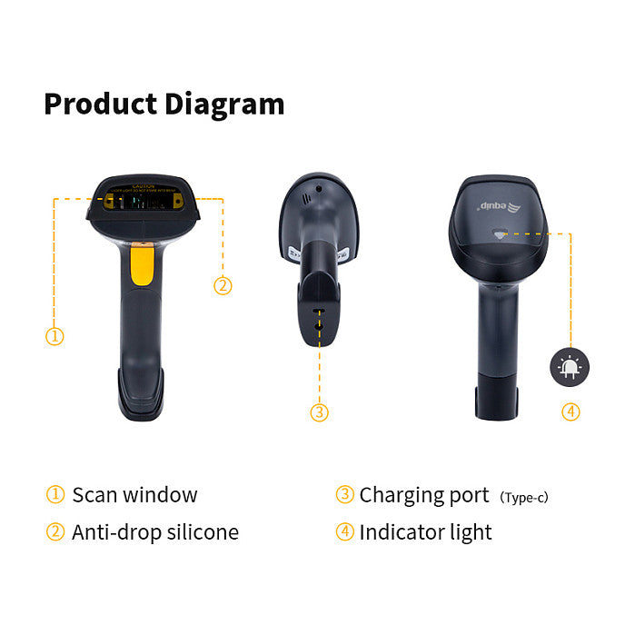 Equip 1D-Barcodescanner Laser Wireless/2.4GHz+Halter schwarz