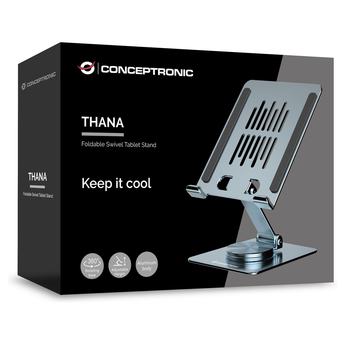 CONCEPTRONIC Tablet Halterung 360°/drehbar/höhenverst. grau