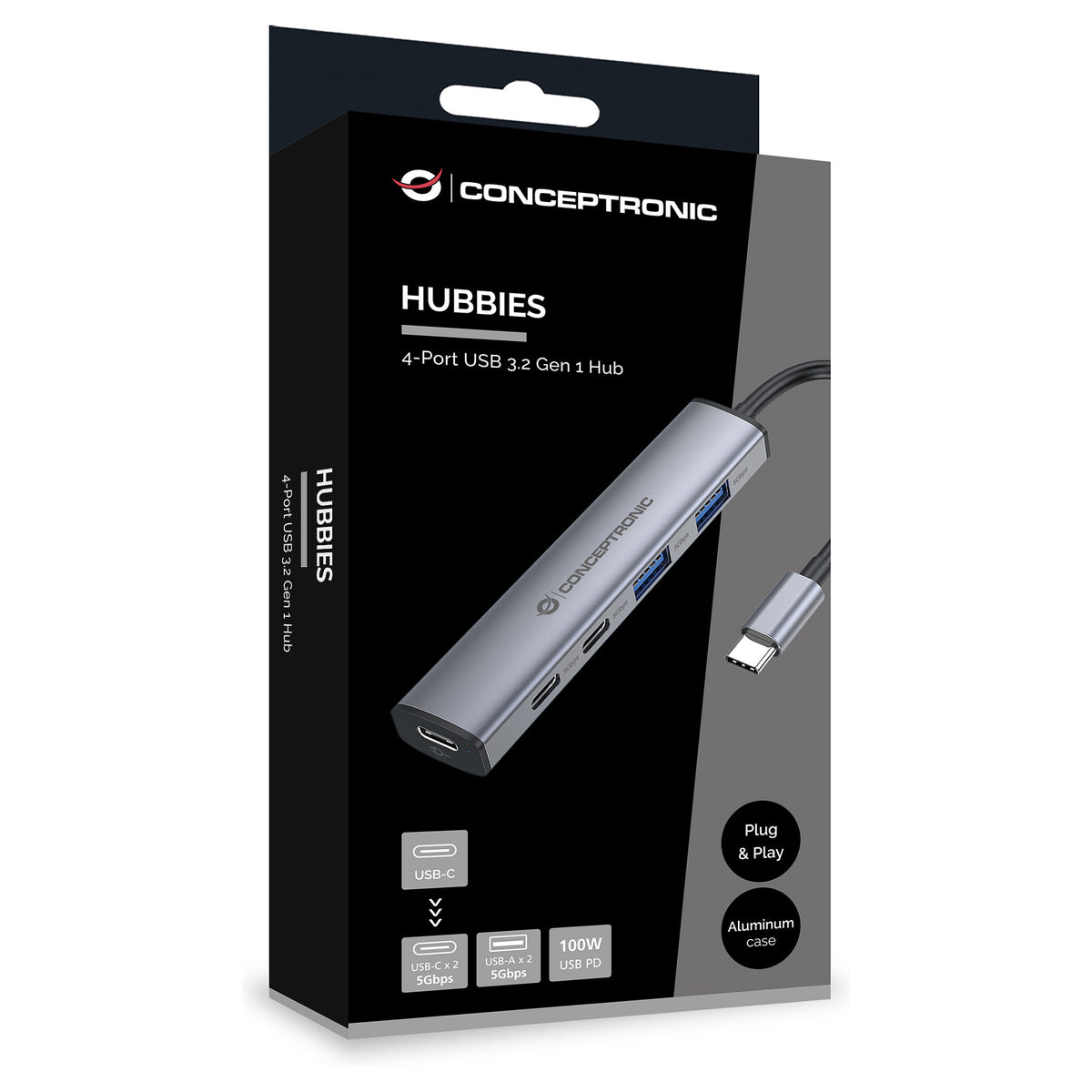 CONCEPTRONIC 4-1 Dock USB-C->2xUSB-C/2xUSB-A/100WPD gr