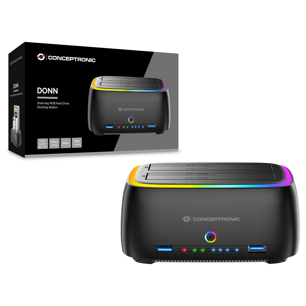 CONCEPTRONIC Festplattengehäuse 2.5/3.5"HDD/SSD 2xUSB-A sw