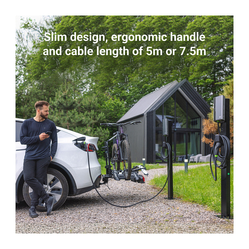 Green Cell EVGC021B2275 HabuDen Wallbox 22kW 32A 7.5m NFC Type 2 Cable Smart EV Charging Station with GC App Bluetooth WiFi