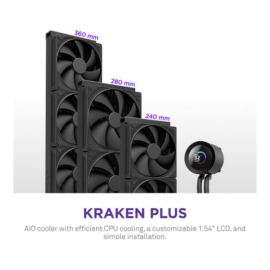 K NZXT KRAKEN Plus V2 360 Display WaKü Black RL-KN360-B2