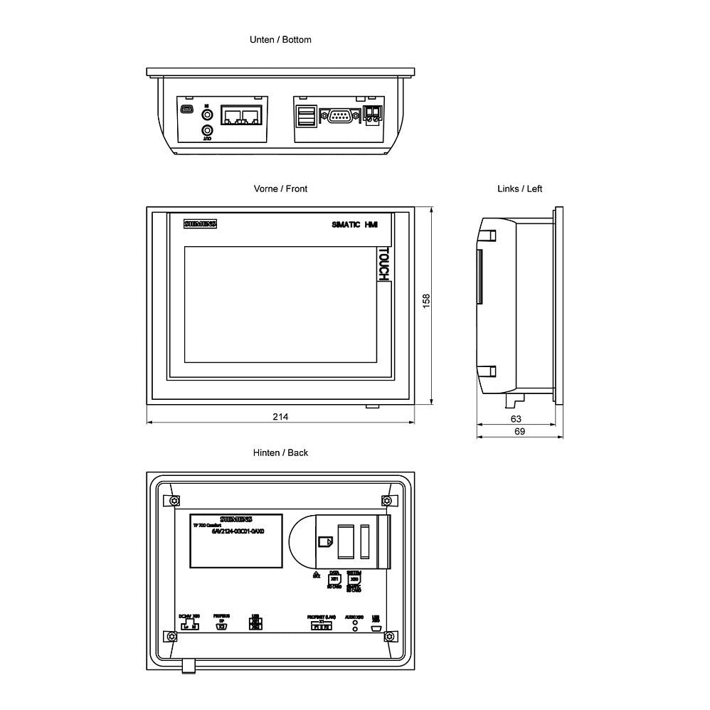 Siemens 6AV21240GC010AX0 SIMATIC TP700 Comfort Panel Windows CE 6.0 7z TFT