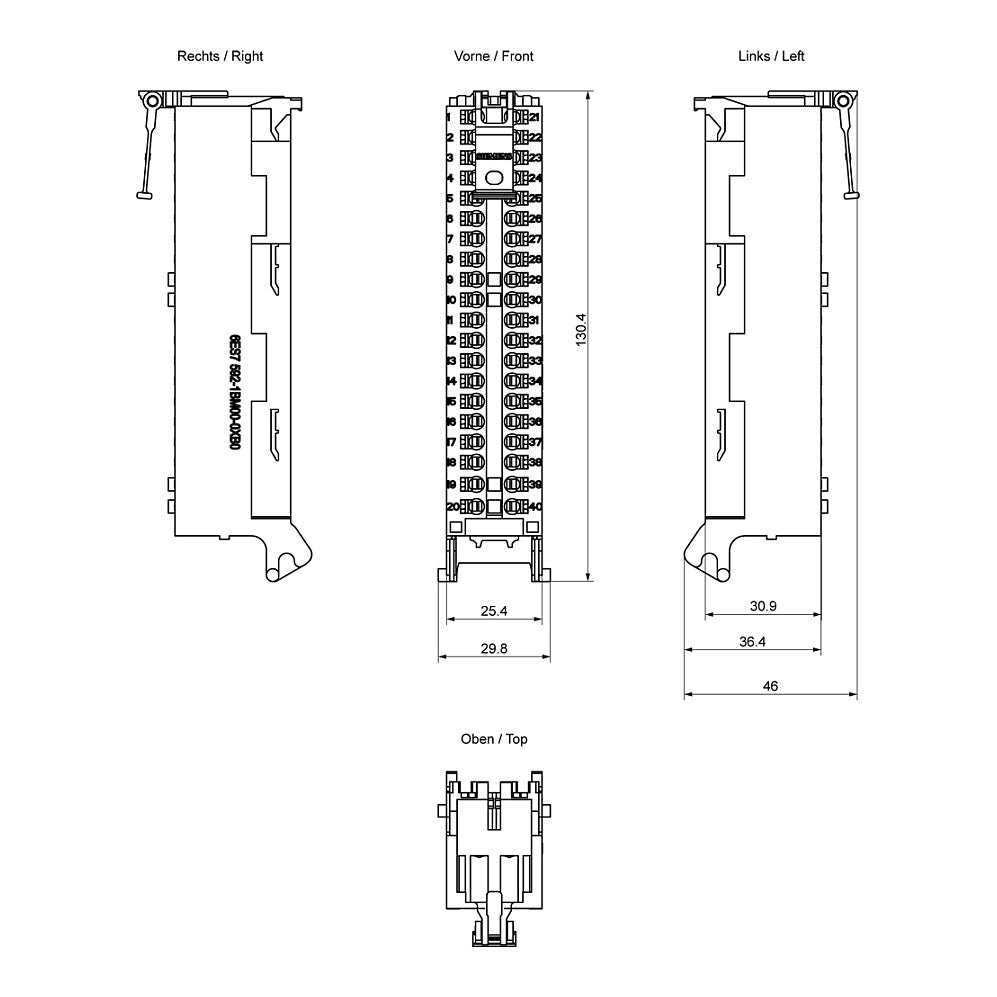Siemens 6ES75921BM000XB0 SIMATIC S7-1500 Frontstecker in Push-In Technik 40p