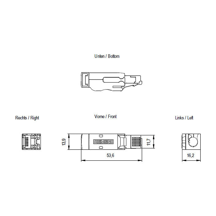 SIEM 6GK1901-1BB12-2AA0 Industrial Ethernet FastConnect RJ45 Plug 180 4x2, RJ45