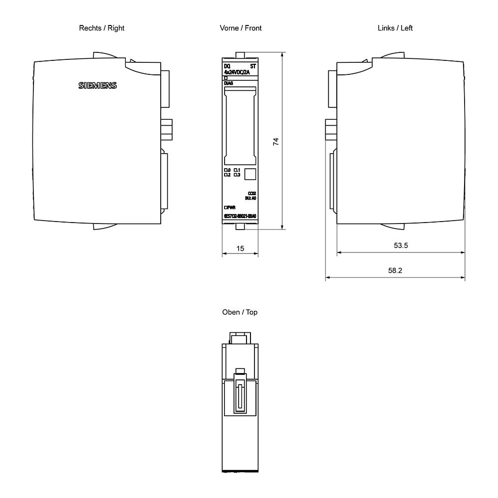 SIEM 6ES7132-6BD21-0BA0 SIMATIC ET 200SP DQ 4x24VDC/2A ST VPE 1