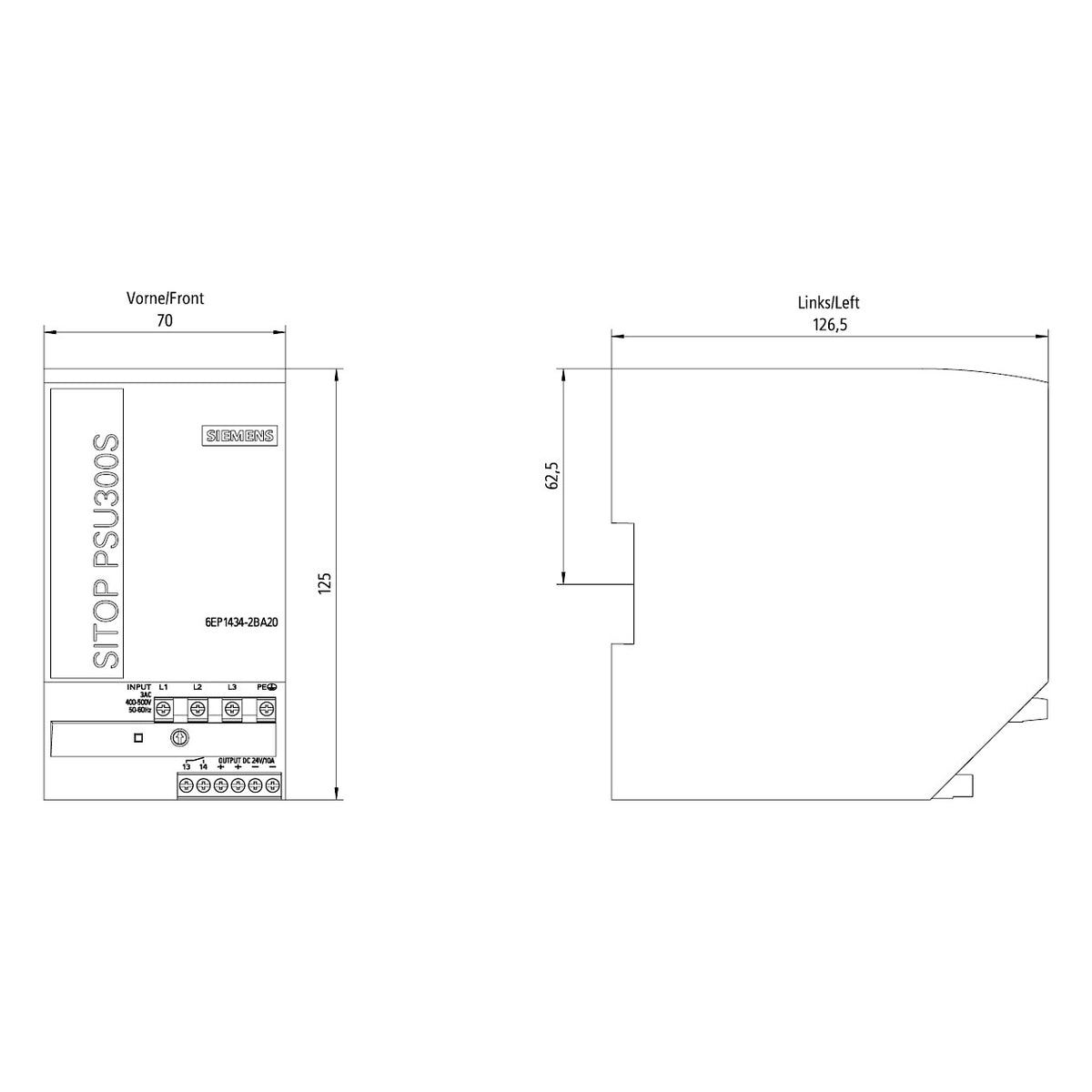 SIEM Stromversorgung SITOP 6EP1434-2BA20 PSU300S, 3-phasig DC 24 V/10 A 6EP1434-
