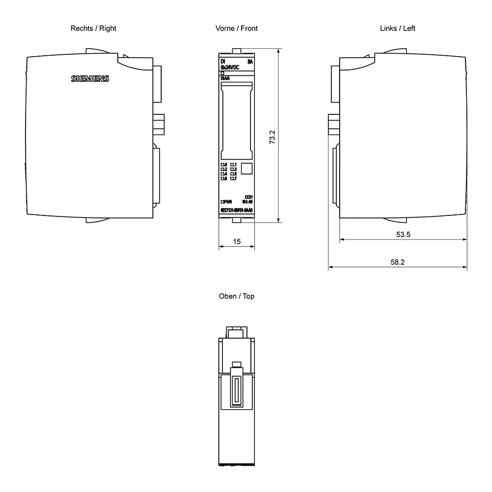 Siemens 6ES71316BF010AA0 SIMATIC ET 200SP dig.Eingangsmodul DI 8x24VDC Basic