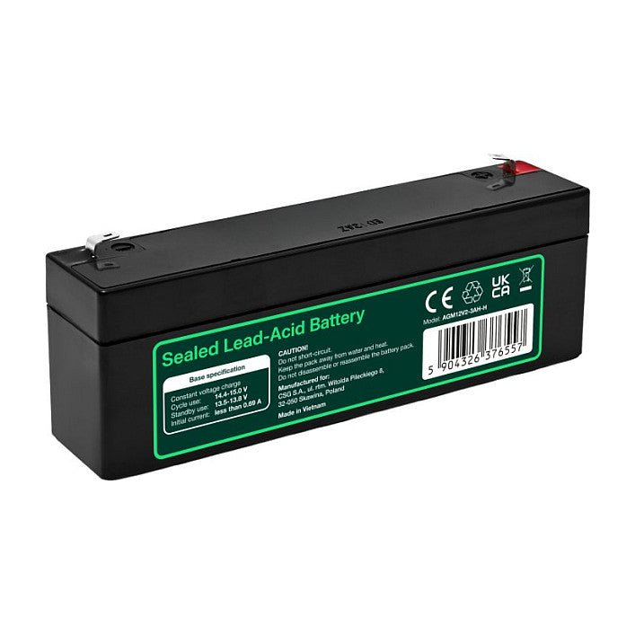 Green Cell AGM VRLA 12V 2.5Ah maintenance-free battery for cash registers, toys (178x36x66mm)