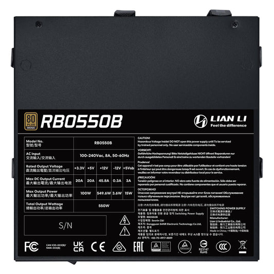 550W Lian Li RB Series ATX 3.1 Schwarz