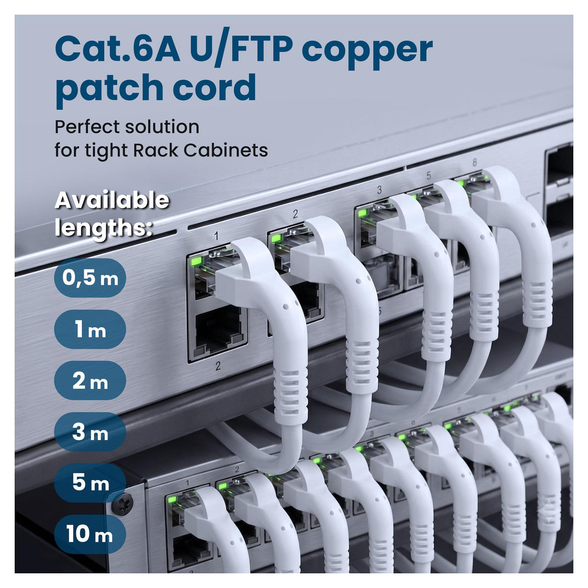EXTRALINK LAN PATCHCORD CAT.6A U/FTP 2M 1GBIT BENDABLE BOOTED FOILED TWISTED PAIR BARE COPPER WHITE