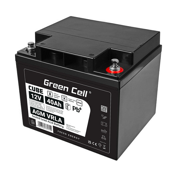 Green Cell CUBE AGM IP54 battery 12V 40Ah VRLA fleece maintenance-free lead battery for camper van t