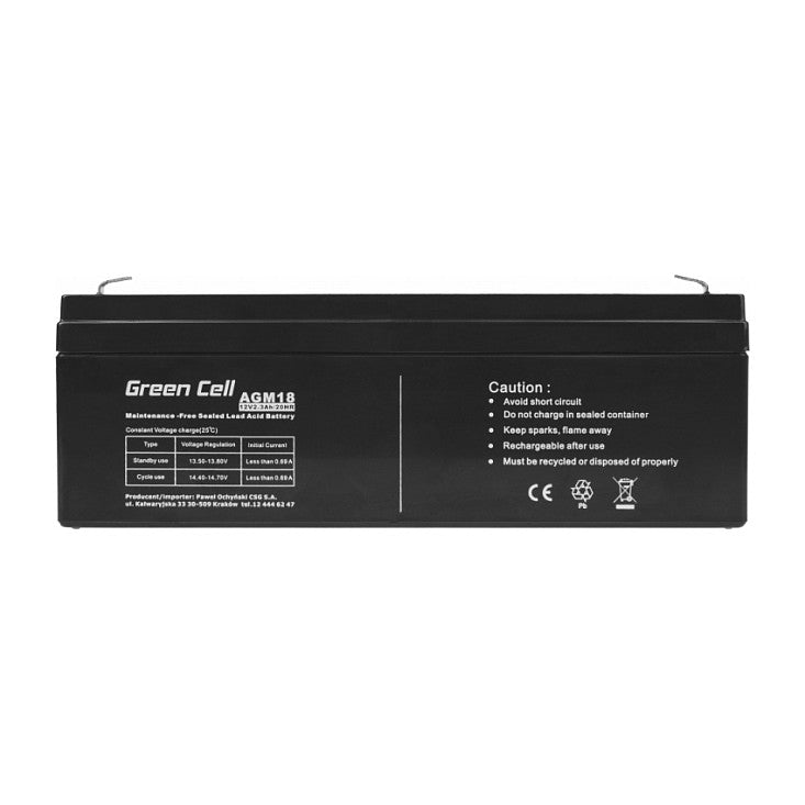 Green Cell AGM VRLA 12V 2.3Ah maintenance-free battery for the alarm system, cash register, toys