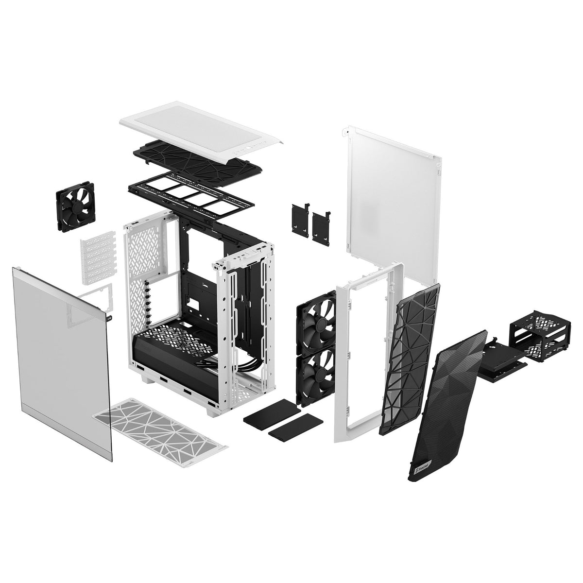 Fractal Design Meshify 2 Compact - schwarz/weiß - Clear Tempered Glass