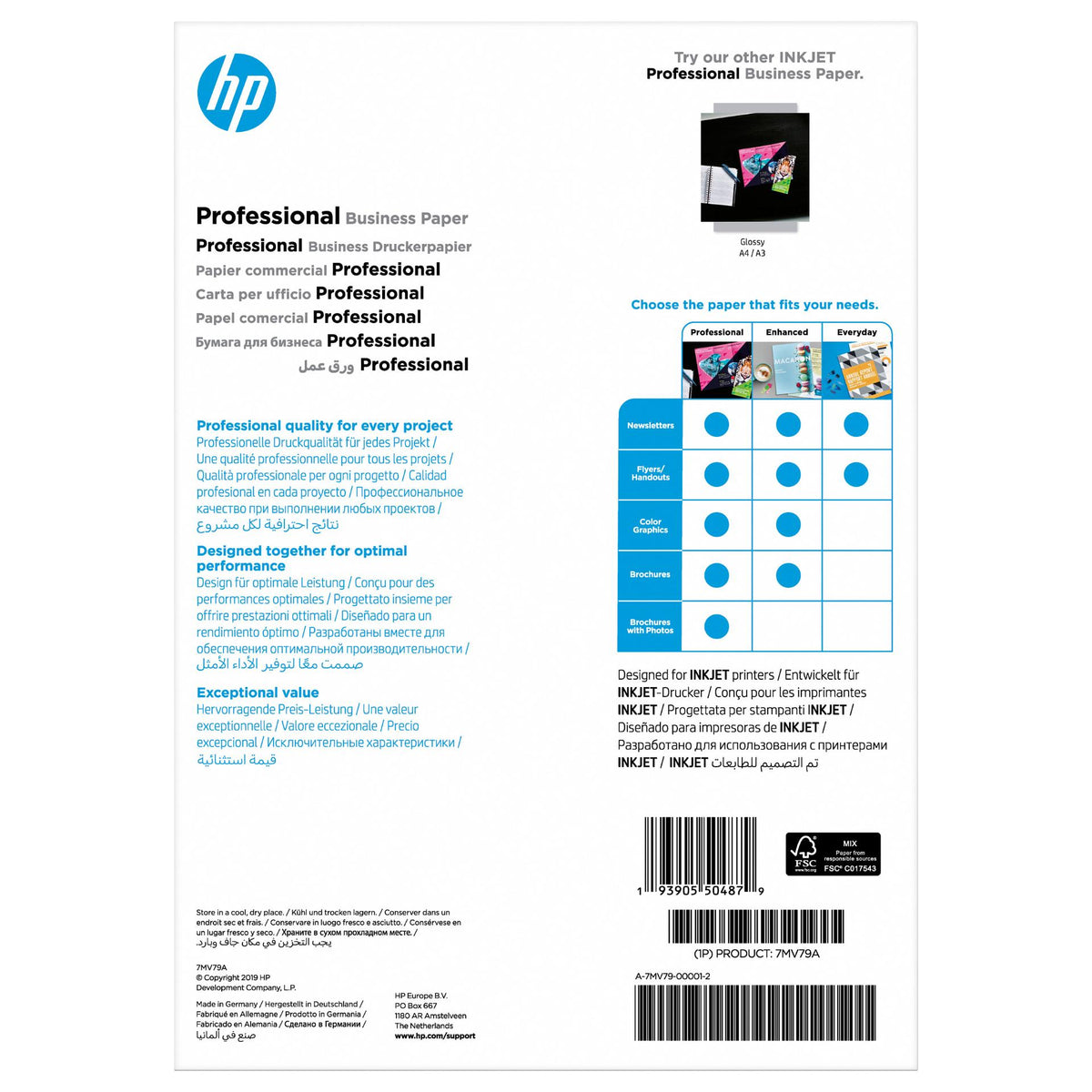 HP 7MV79A InkJet und PageWide professionelles Business Papier