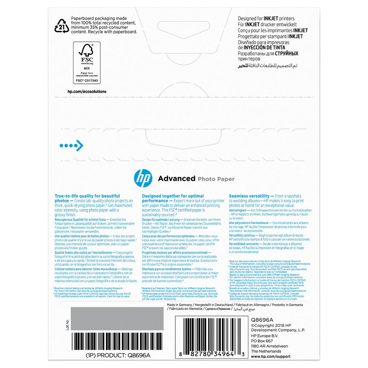 HP Advanced Fotopapier glnzend - 25 Blatt/13 x 18 cm, randlos