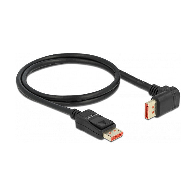 DisplayPort Kabel Stecker gerade zu Stecker 90° oben gewinkelt 8K 60 Hz 1 m