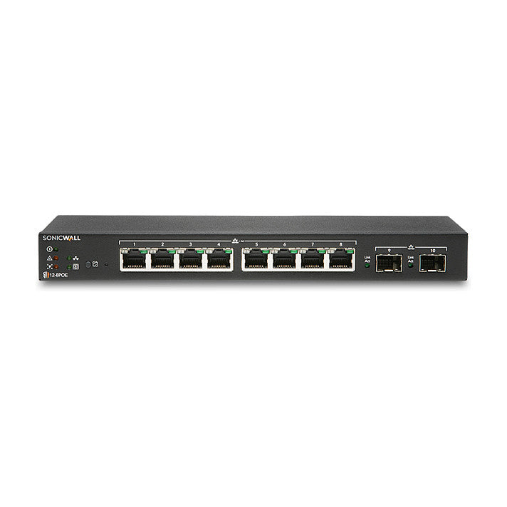 SonicWall Switch SWS12-8 - Switch - managed - 8 x 10/100/1000 + 2 x Gigabit SFP - Desktop
