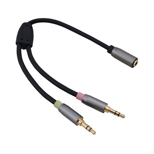 helos Adapterkabel, Klinke 3,5mm Buchse/2x Klinke 3,5mm Stecker,PREMIUM, schwarz