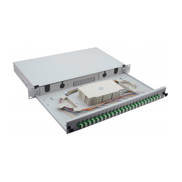helos LWL 19" Spleissbox 24 x LC/APC Duplex OS2, spleifertig, grau