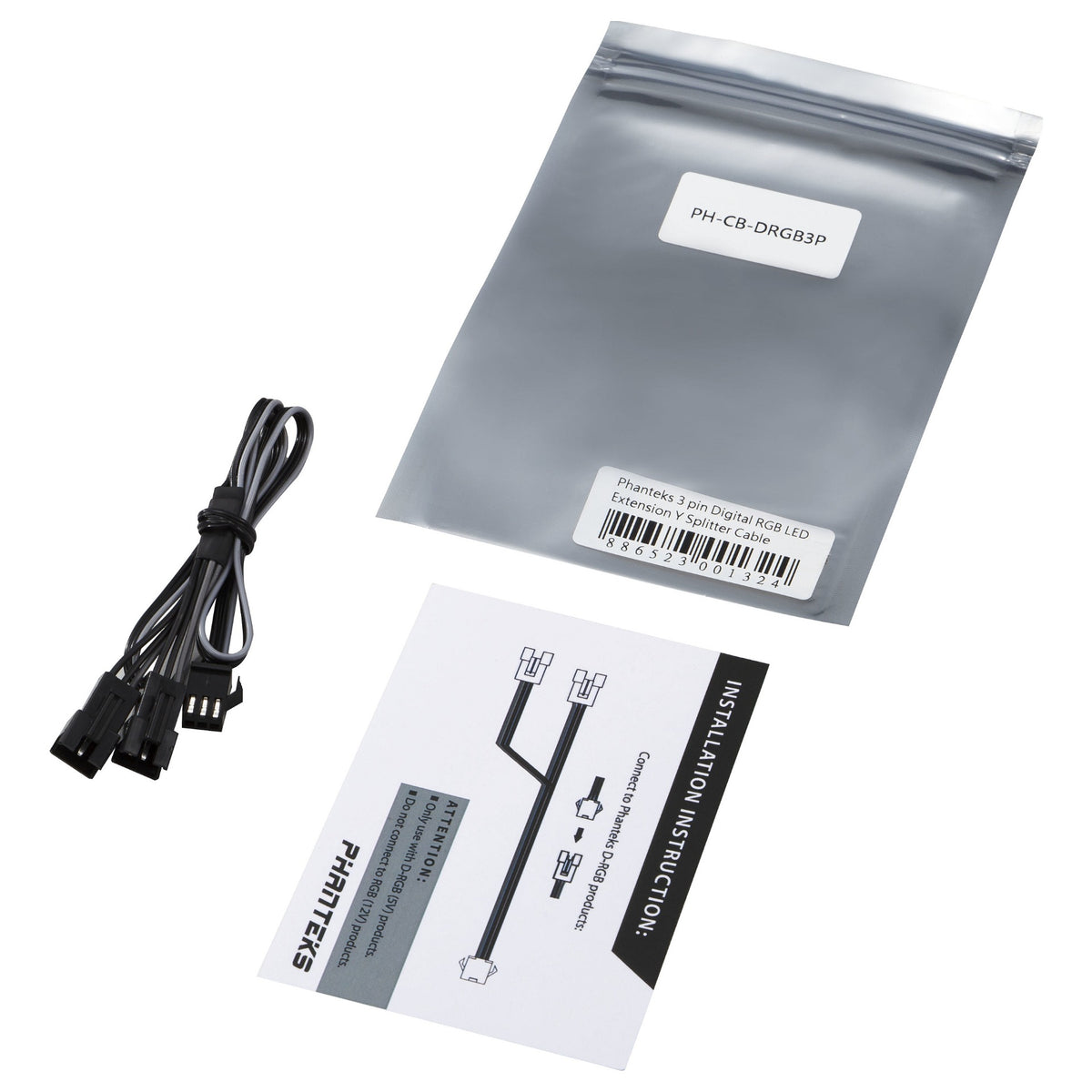 Y doubleur d'alimentation Phanteks 3 pin LED 40cm