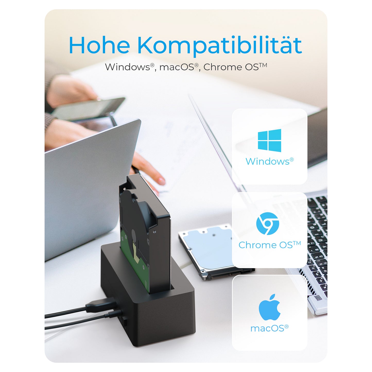 Dockingtation für 1x 2.5"/3.5" SATA I/II/III USB 3.2 ICY BOX Black